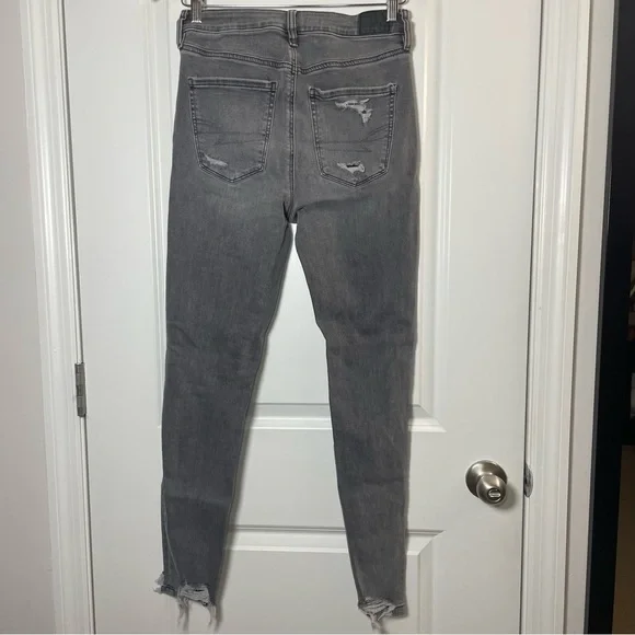 American Eagle Outfitters Grey Distressed High-Rise Skinny Jeans - Women - Picture 3 of 16